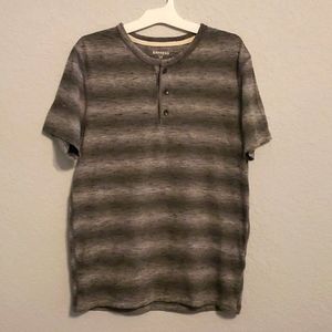 Men's Express Causal Button Shirt, Small, Grey and Black